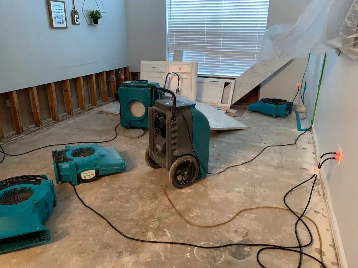 Dehumidifier in flood-cut room for Water Damage Restoration in Black Mountain