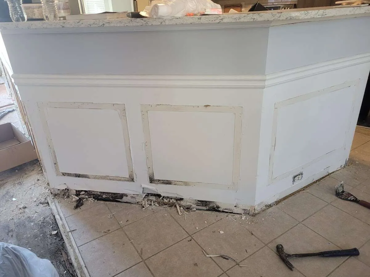 Water damage and mold on kitchen during Storm Damage Restoration in Black Mountain
